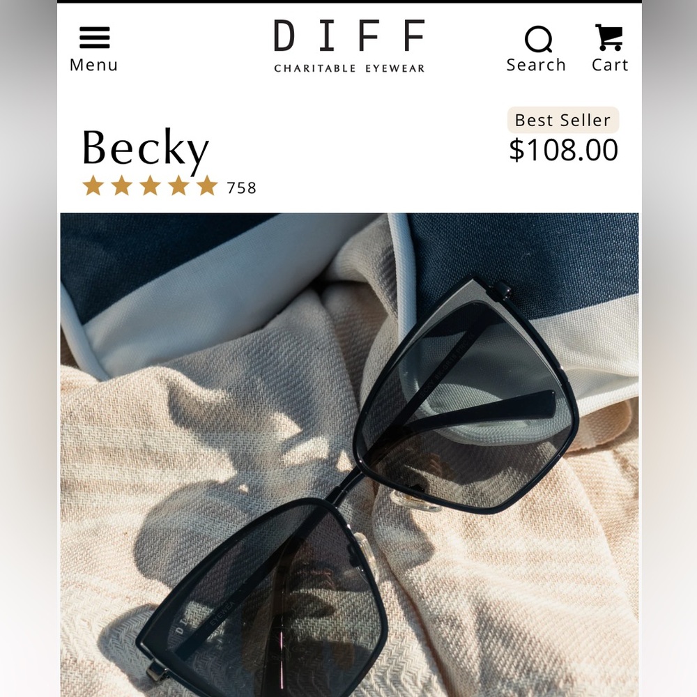 NWT Diff Eyewear Black Aviator Sunglasses